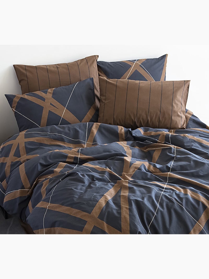 Parure housse de couette Coton motif géométrique moderne Bleu - Kiabi