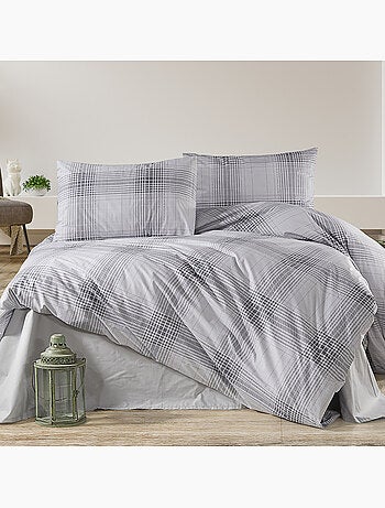Parure housse de couette Coton motif Quadrillage