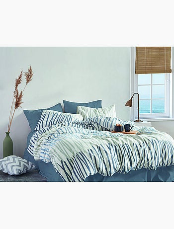 Parure housse de couette Coton motif rayé moderne