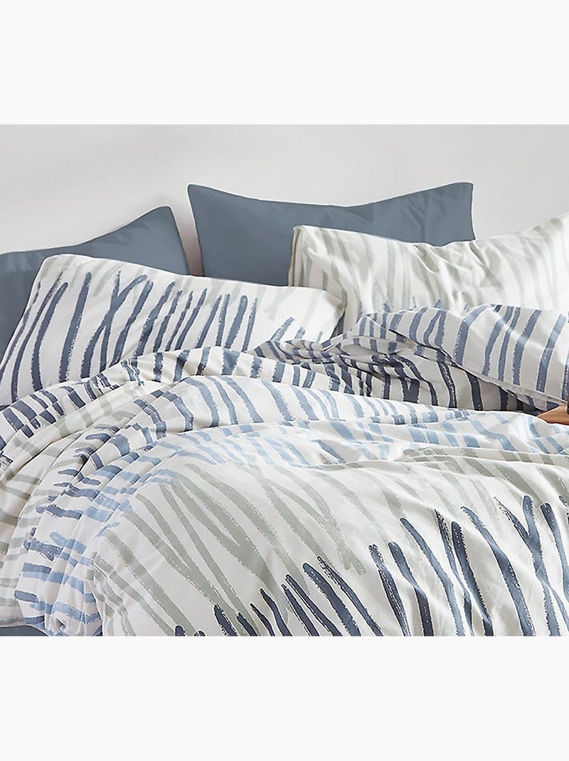 Parure housse de couette Coton motif rayé moderne Multicolore - Kiabi