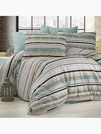 Parure housse de couette Coton motif Rayé