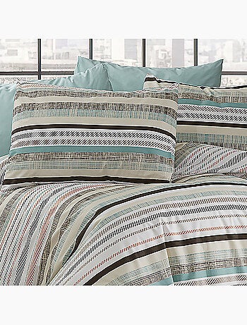 Parure housse de couette Coton motif Rayé