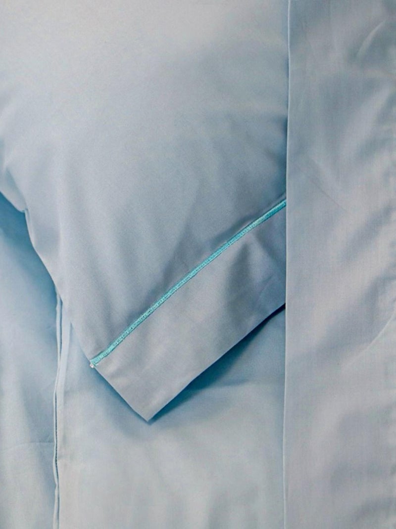 Parure housse de couette coton percale 200 fils DESIREE Bleu - Kiabi