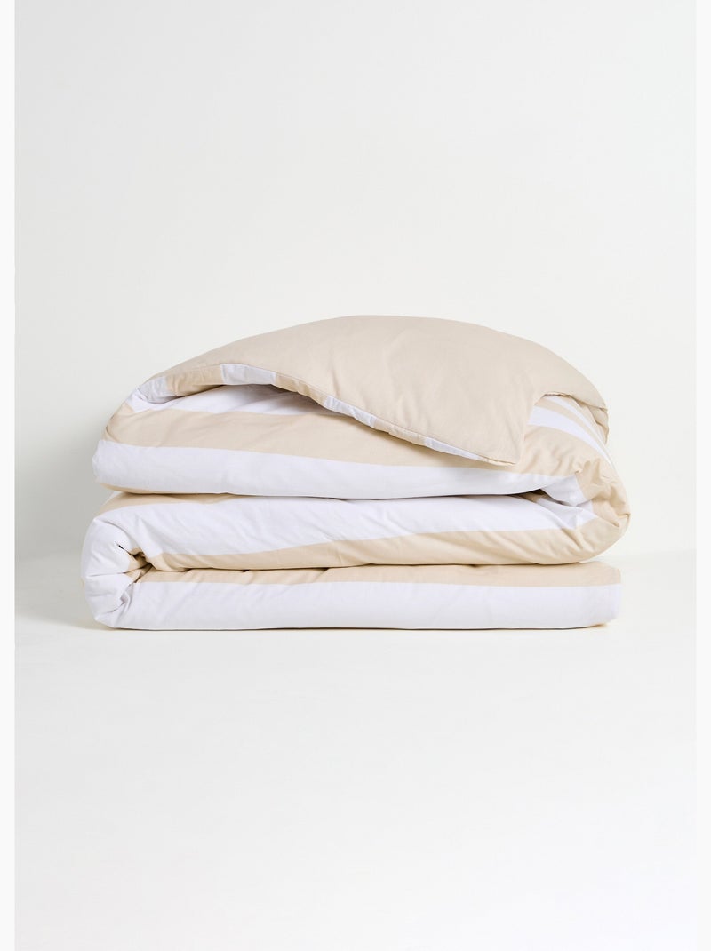 Parure housse de couette coton, rayures - AFIBEL Beige - Kiabi
