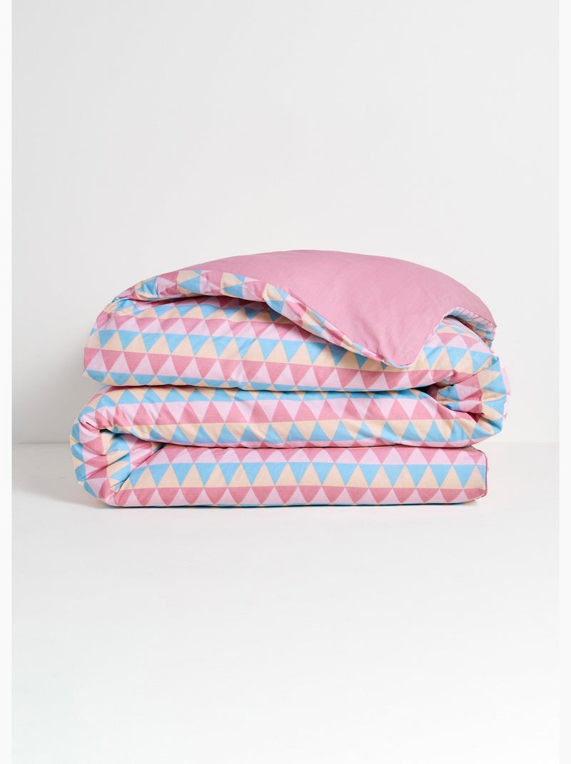 Parure housse de couette coton, triangle - AFIBEL Rose - Kiabi