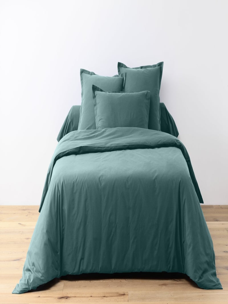 Parure Housse de couette coton uni Passion Bleu canard - Kiabi