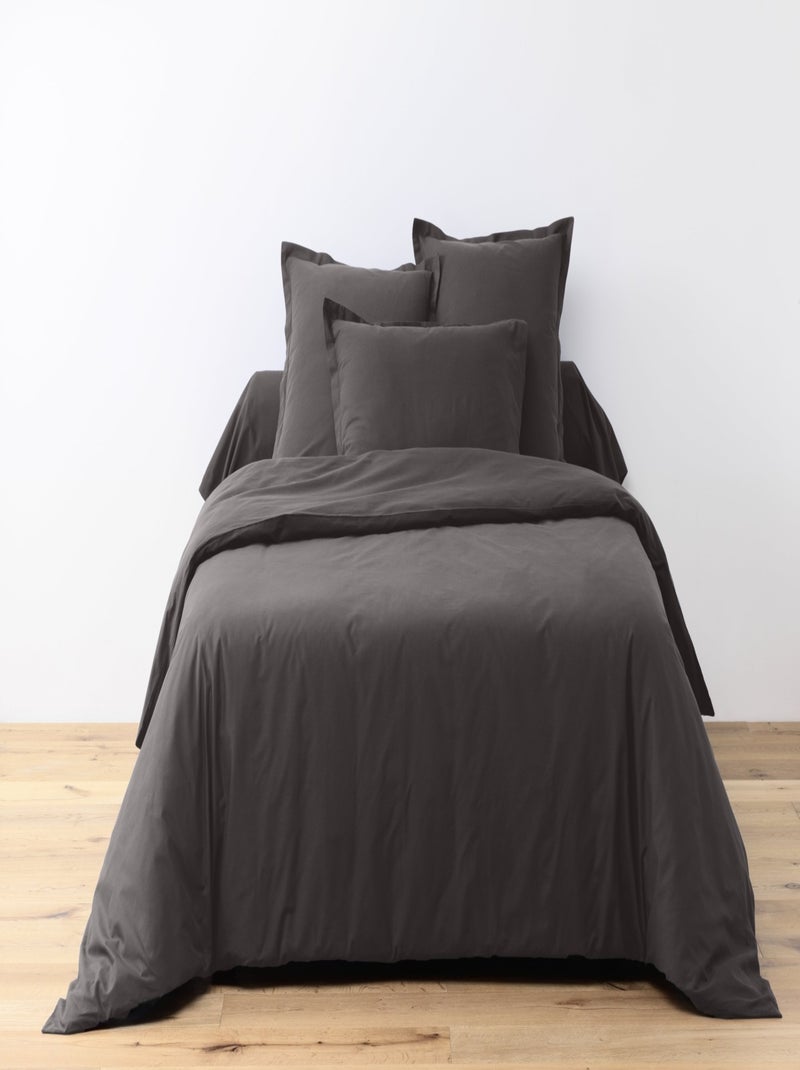 Parure Housse de couette coton uni Passion Gris foncé - Kiabi