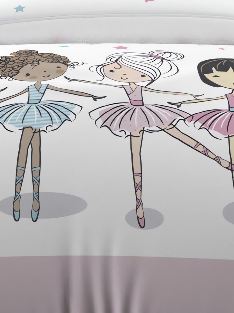 Parure housse de couette DANSEUSES, 100% coton 57 fils/cm2, par Soleil d'Oc avec 1 taie d'oreiller Rose - Kiabi