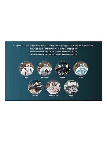 Parure housse de couette dessin placé 140X200 cm AVA 100% coton 57 fils/cm2, pr Soleil d'Ocre