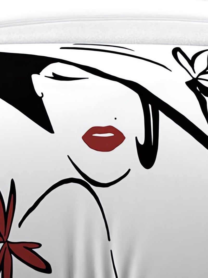 Parure housse de couette dessin placé 140X200 cm AVA 100% coton 57 fils/cm2, pr Soleil d'Ocre Blanc - Kiabi