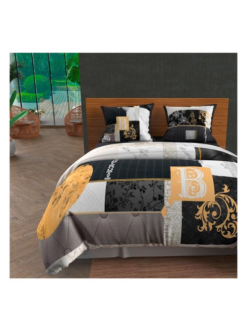 Parure housse de couette dessin placé 240X220 cm WILLIAM, 100% coton 57 fils/cm2 - Kiabi
