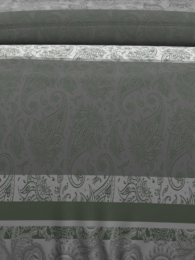 Parure housse de couette en coton 57 fils CACHEMIRE, par Soleil d'Ocre avec 2 taies d'oreiller Gris - Kiabi