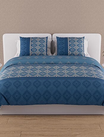 Parure housse de couette en coton 57 fils ETHNO, par Soleil d'ocre avec 2 taies d'oreiller