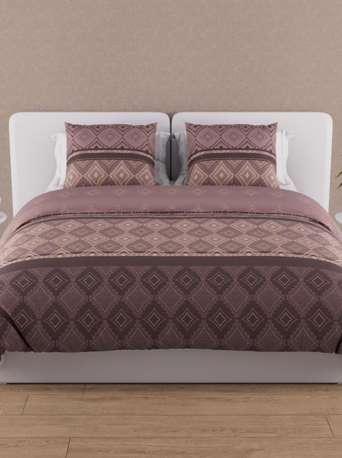 Parure housse de couette en coton 57 fils ETHNO, par Soleil d'ocre avec 2 taies d'oreiller - Kiabi
