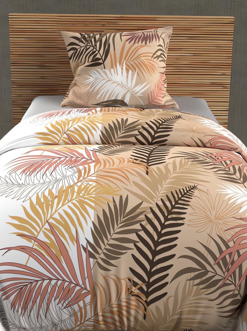 Parure housse de couette en coton 57 fils JUNGLE, par Soleil d'Ocre avec 1 taie d'oreiller Blanc - Kiabi