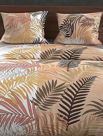 Parure housse de couette en coton 57 fils JUNGLE, par Soleil d'Ocre avec 2 taies d'oreiller