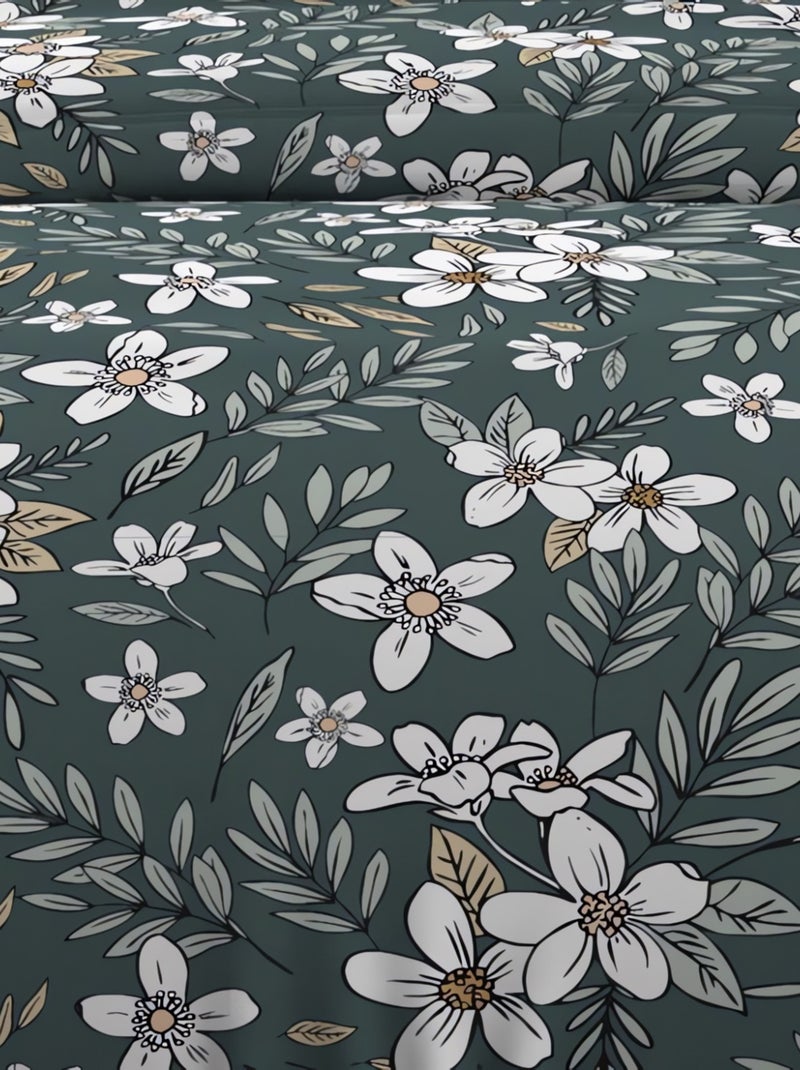 Parure housse de couette en coton 57 fils MANON, par Soleil d'ocre avec 2 taies d'oreiller Vert - Kiabi