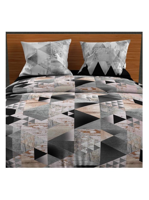 Parure housse de couette en coton 57 fils NORDIQUE, par Soleil d'ocre avec 2 taies d'oreiller - Kiabi