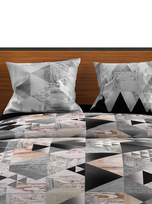 Parure housse de couette en coton 57 fils NORDIQUE, par Soleil d'ocre avec 2 taies d'oreiller - Kiabi