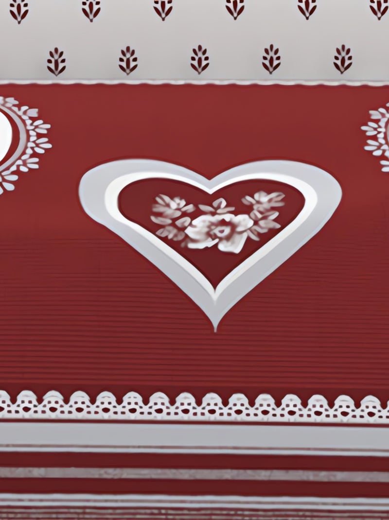 Parure housse de couette en coton 57 fils PASSION, par Soleil d'ocre avec 2 taies d'oreiller Rouge - Kiabi