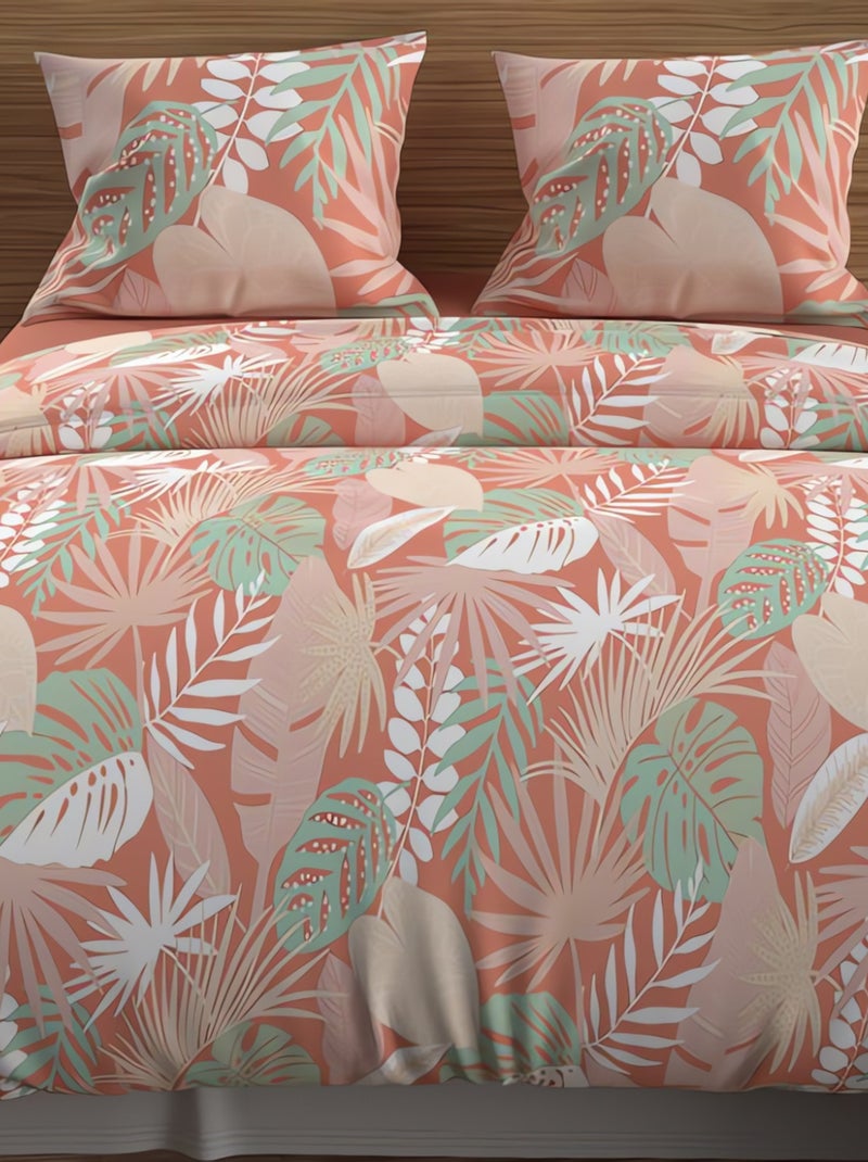 Parure housse de couette en coton 57 fils TANZANIE, par Soleil d'ocre avec 2 taies d'oreiller Orange - Kiabi