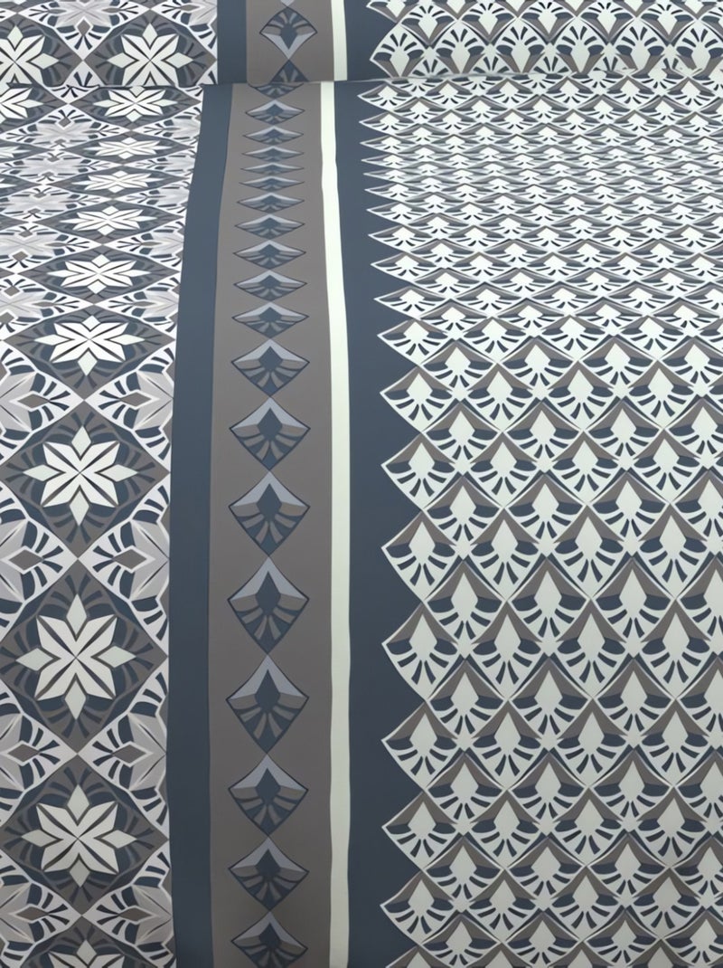 Parure housse de couette en coton 57 fils/cm2 240x220 cm LISBONNE bleu orage, par Soleil d'Ocre Bleu - Kiabi