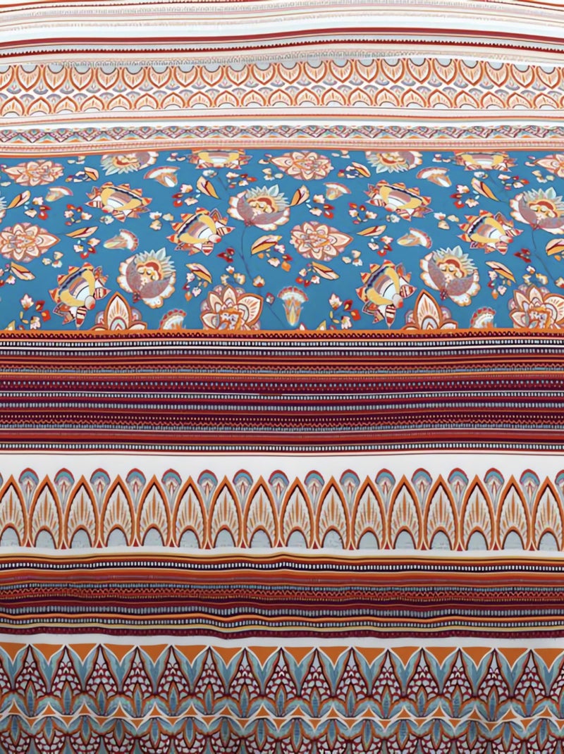 Parure housse de couette en coton 57 fils/cm2 JAIPUR, par Soleil d'Ocre avec 2 taies d'oreiller Bleu - Kiabi