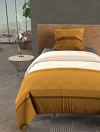 Parure housse de couette en coton 57 Fils/cm2 STRIPE, par Soleil d'ocre avec 1 taie d'oreiller