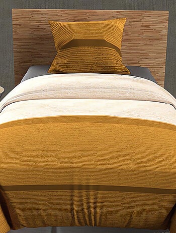 Parure housse de couette en coton 57 Fils/cm2 STRIPE, par Soleil d'ocre avec 1 taie d'oreiller