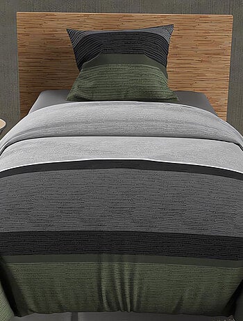 Parure housse de couette en coton 57 Fils/cm2 STRIPE, par Soleil d'ocre avec 1 taie d'oreiller