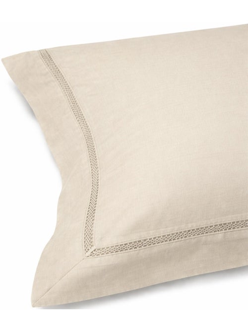 Parure housse de couette en coton brodé uni - Brojad - Kiabi