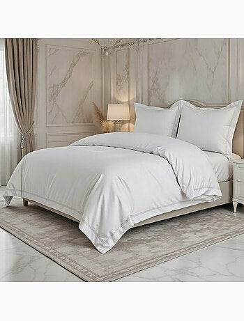 Parure housse de couette en coton brodé uni - Brojad
