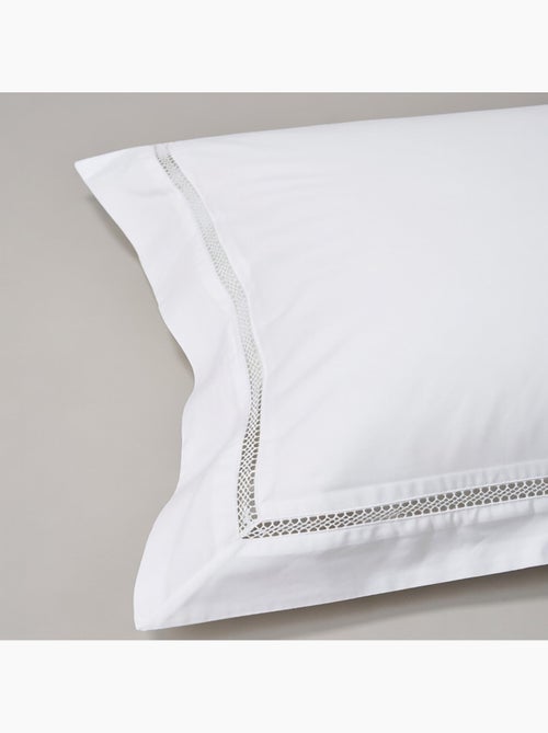 Parure housse de couette en coton brodé uni - Brojad - Kiabi