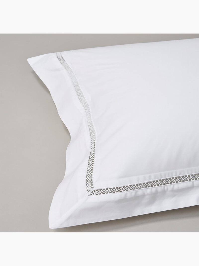 Parure housse de couette en coton brodé uni - Brojad Blanc - Kiabi