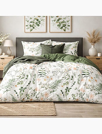 Parure housse de couette en coton imprimé botanique - Lyken
