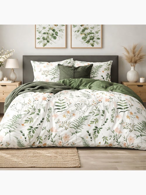 Parure housse de couette en coton imprimé botanique - Lyken - Kiabi