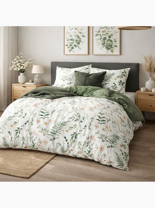 Parure housse de couette en coton imprimé botanique - Lyken - Kiabi