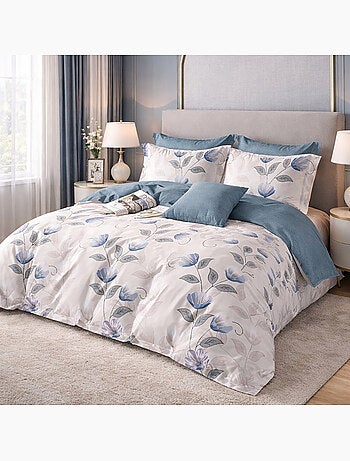 Parure housse de couette en coton imprimé floral - Caldie