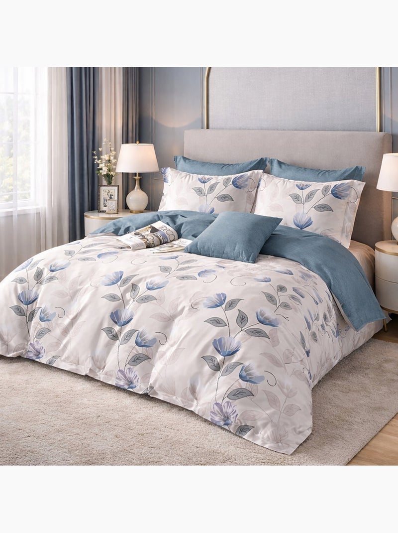 Parure housse de couette en coton imprimé floral - Caldie Multicolore - Kiabi