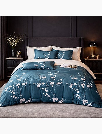 Parure housse de couette en coton imprimé floral - Tsuki
