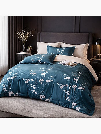 Parure housse de couette en coton imprimé floral - Tsuki