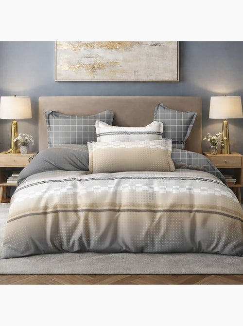 Parure housse de couette en coton imprimé graphique - Strate - Kiabi