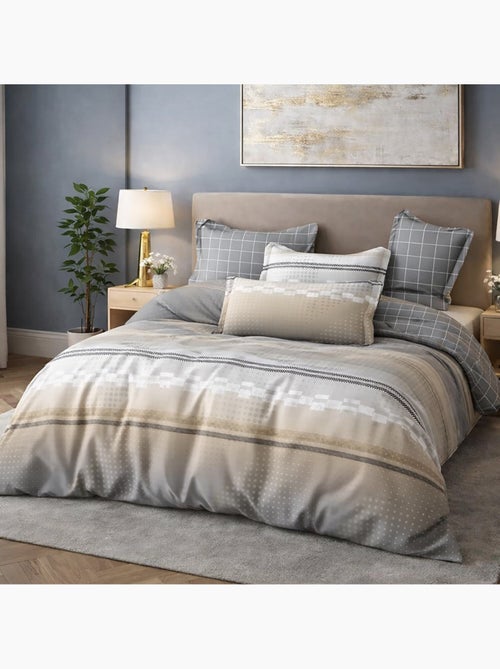 Parure housse de couette en coton imprimé graphique - Strate - Kiabi