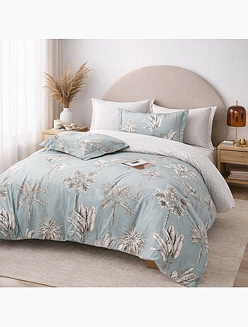 Parure housse de couette en coton imprimé palmier - Caldone