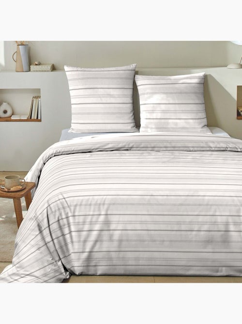 Parure housse de couette en coton imprimé rayure - Sansa - Kiabi