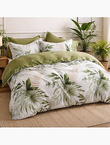 Parure housse de couette en coton imprimé tropical - Kelys