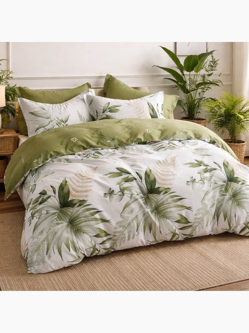 Parure housse de couette en coton imprimé tropical - Kelys - Kiabi
