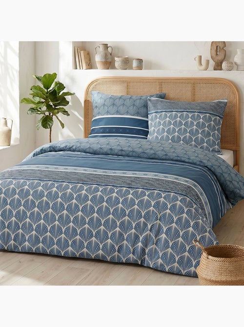 Parure housse de couette en coton imprimée contemporain - oasilis - Kiabi Parure housse de couette en coton imprimée contemporain - oasilis - Kiabi