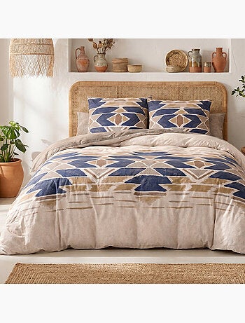 Parure housse de couette en coton imprimée graphique - apotek