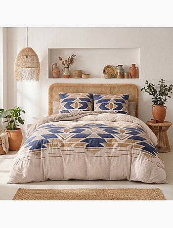 Parure housse de couette en coton imprimée graphique - apotek
